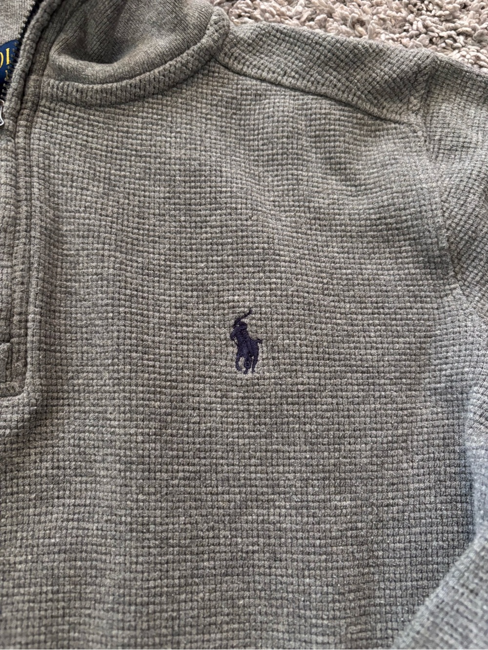 Polo Ralph Lauren Preppy Thermal Quarter Zip Gray Youth Kids Size M 10/12 - Picture 4 of 12
